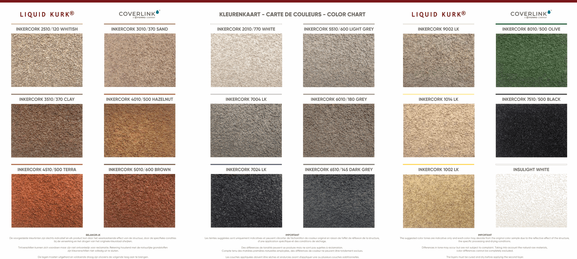 spuitkurk kleurenkaart